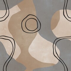 Seamless organic rounded curvy shapes naive design. High quality illustration. Rounded contours and soft edge abstract placement of minimalist motifs. Broken fragments in a tone-on-tone color scheme