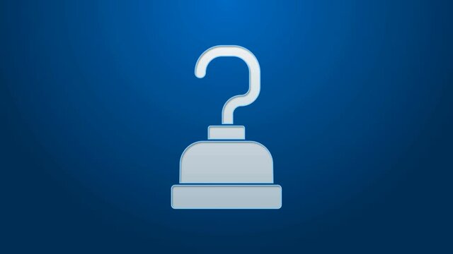 White line Pirate hook icon isolated on blue background. Happy Halloween party. 4K Video motion graphic animation.