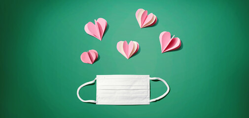 Medical worker appreciation theme with hearts and a face mask