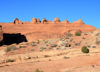 Desert landscape and sandstone formations near Delicate Arch
