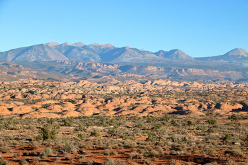 Petrified Dunes and the La Sal mountain range, Arches National Park, Utah
