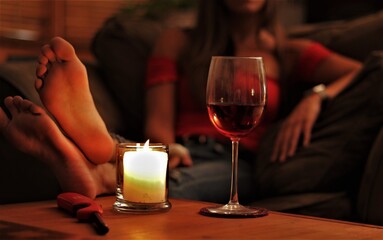 woman relaxing drinking wine