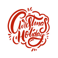 Christmas Holiday phrase celebrate. Winter season. Red color vector illustration.