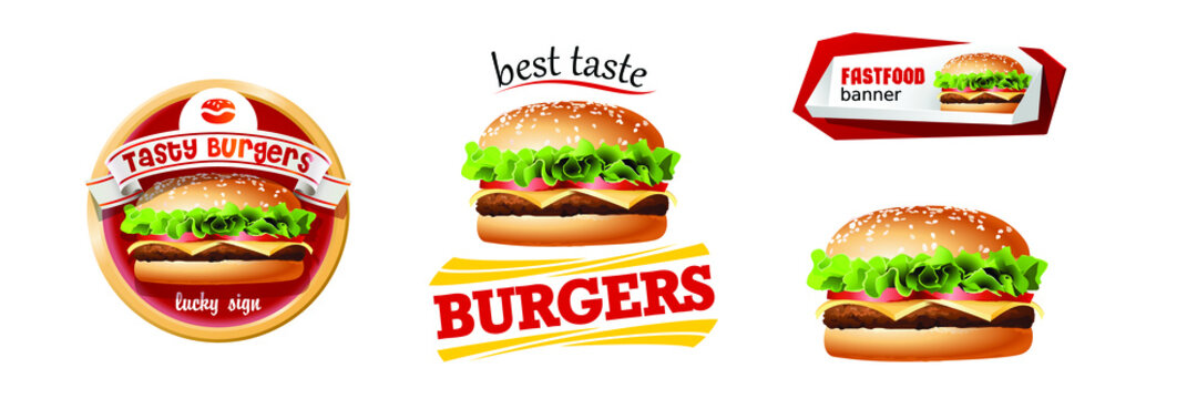 Cheese Burger Hamburger & French Fries Potato logo design