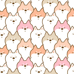 Seamless Pattern of Cartoon Shiba Inu Dog Illustration Design