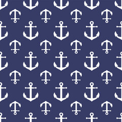nautical seamless pattern, Anchors on navy background
