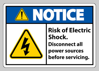 Notice Risk of electric shock Symbol Sign Isolate on White Background