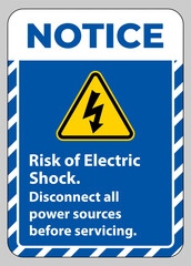 Notice Risk of electric shock Symbol Sign Isolate on White Background