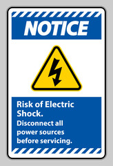 Notice Risk of electric shock Symbol Sign Isolate on White Background