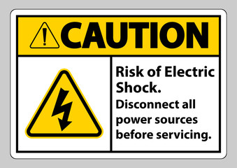 Caution Risk of electric shock Symbol Sign Isolate on White Background