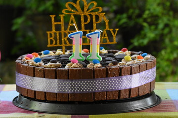 birthday cake with candles