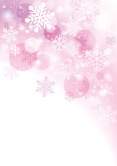 雪の結晶　クリスマスの背景　ピンク