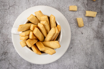 Homemade parmesan cheese cookie sticks ready to serve