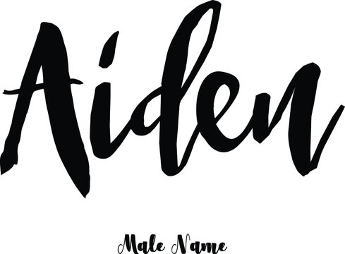 Aiden-Male Name Bold Calligraphy Text on White Background