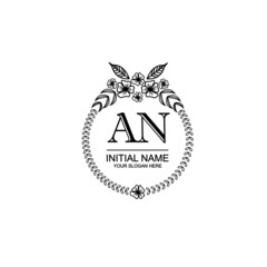 AN Initial handwriting logo template vector