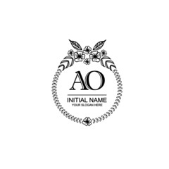 AO Initial handwriting logo template vector
