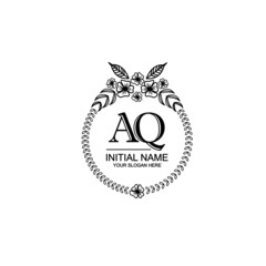 AQ Initial handwriting logo template vector