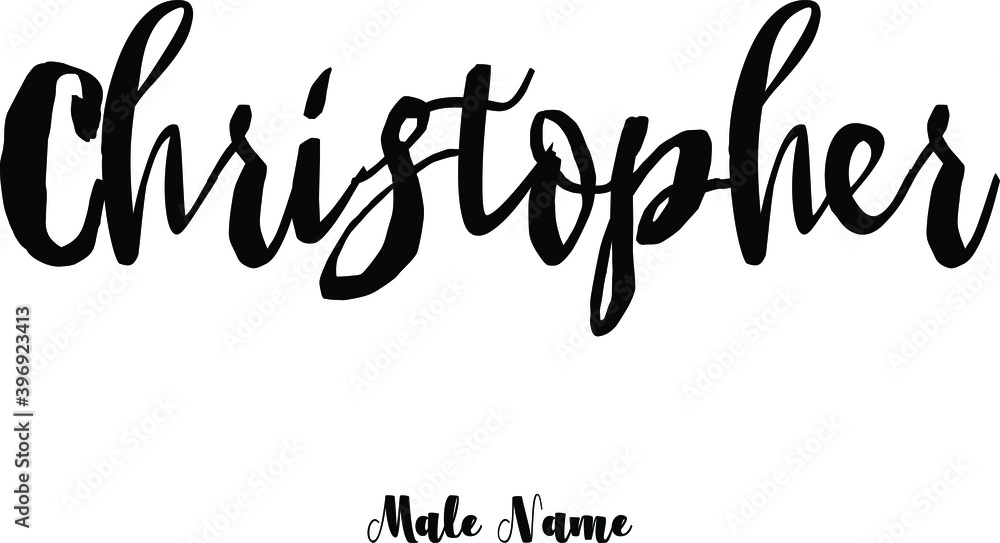 Fototapete christopher-male name cursive calligraphy text on white background