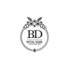 BD Initial handwriting logo template vector
