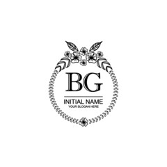 BG Initial handwriting logo template vector
