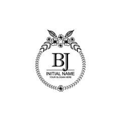 BJ Initial handwriting logo template vector
