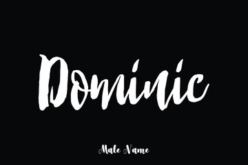 Dominic-Male Name Cursive Calligraphy Text on Black Background