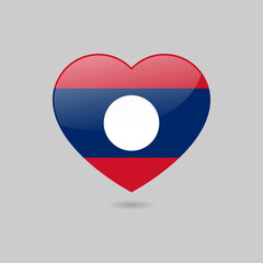 Vector Glossy Laos Flag Heart