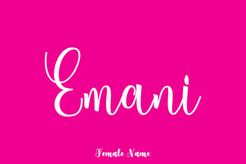 Emani-Female Name Cursive Handwritten Text On Pink Background