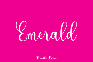 Emerald-Female Name Cursive Handwritten Text On Pink Background