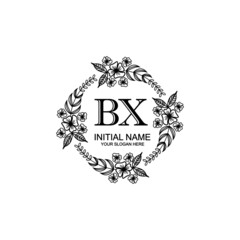 BX Initial handwriting logo template vector
