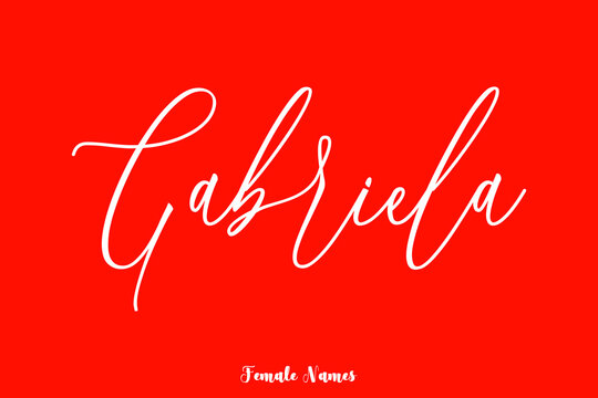 Gabriela-Female Name Handwriting Text On Red Background