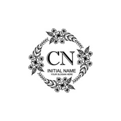 CN Initial handwriting logo template vector
