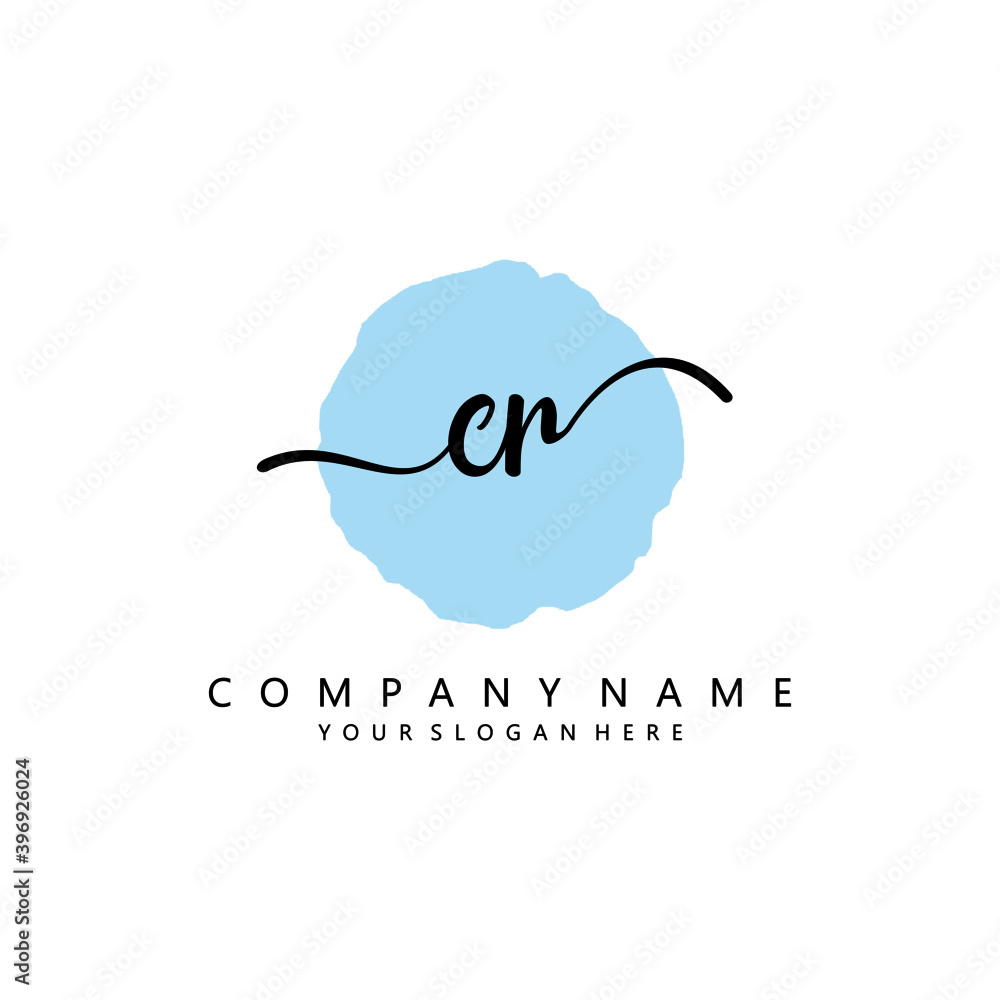 Wall mural cr initial handwriting logo template vector