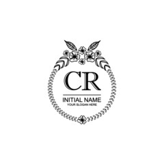 CR Initial handwriting logo template vector
