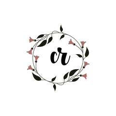 CR Initial handwriting logo template vector
