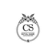 CS Initial handwriting logo template vector
