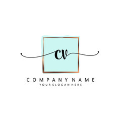 CV Initial handwriting logo template vector
