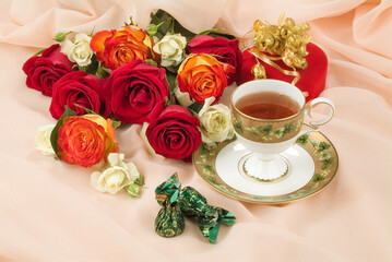 Obraz na płótnie Canvas Tea And Flowers