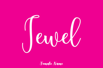 Jewel-Female Name Cursive Calligraphy White Color Text On Pink Background