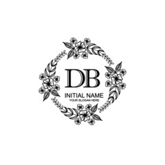 DB Initial handwriting logo template vector
