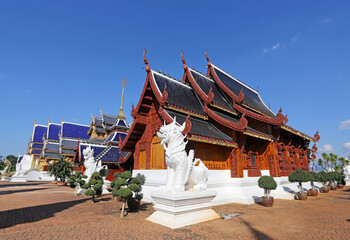 Fototapeta premium View of Wat Den Salee Sri Muang Gan (Wat Ban Den). The beautiful temple in north of Thailand. Locate in Mae Tang district, Chiang Mai province