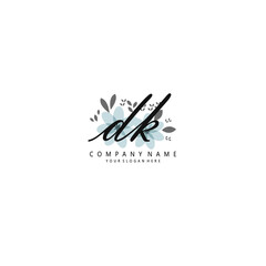 DK Initial handwriting logo template vector
