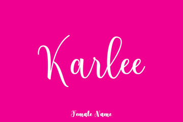 Karlee-Female Name Handwritten Text On Pink Background