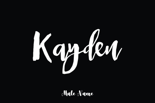 Kayden -Male Name Bold Calligraphy Text on Black Background
