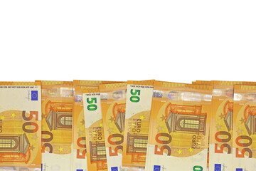 euro money banknotes on white