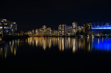 Fototapeta na wymiar A picture of False Creek at night. Vancouver BC Canada 