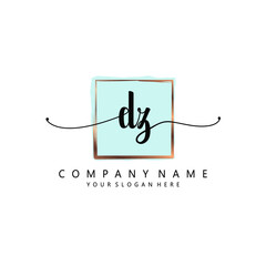 DZ Initial handwriting logo template vector
