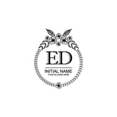 ED Initial handwriting logo template vector
