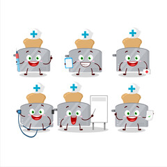 Doctor profession emoticon with toast maker cartoon character