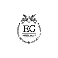 EG Initial handwriting logo template vector
